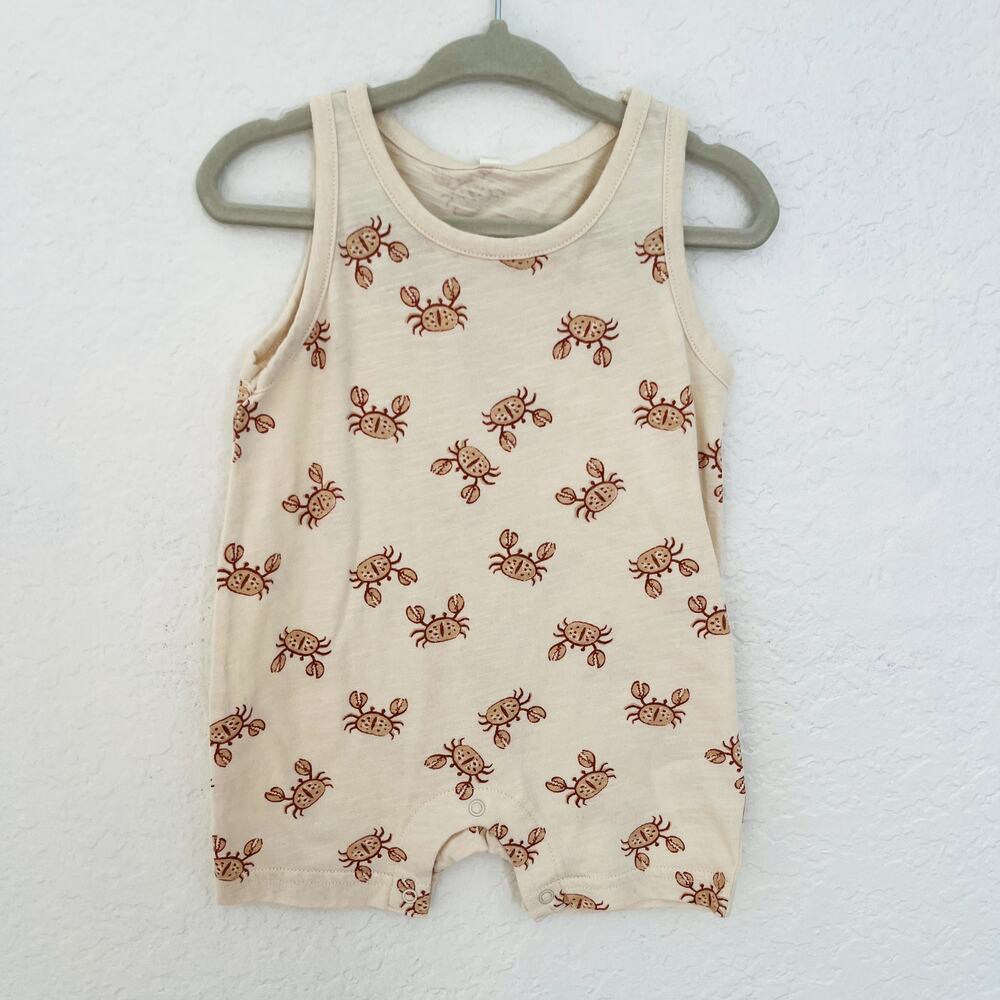 Rylee + Cru Crab Print Tank Romper 3-6m NWOT